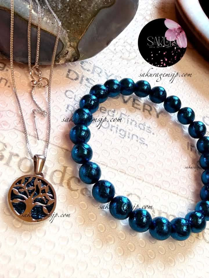 Genuine Blue Metallic Meteorite Bracelet