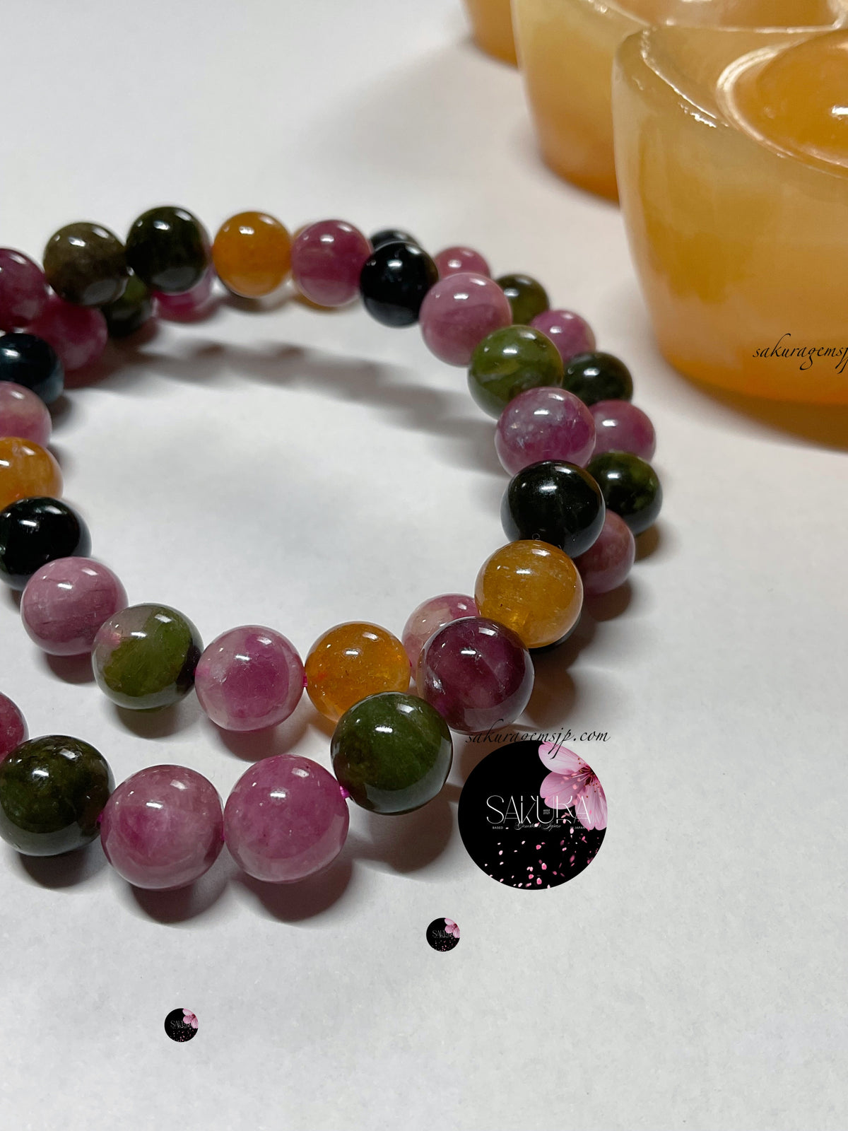 Watermelon Tourmaline Bead Bracelet