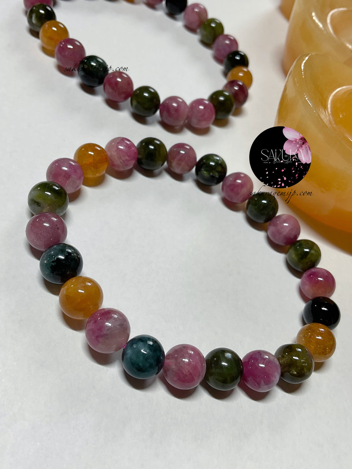 Watermelon Tourmaline Bead Bracelet