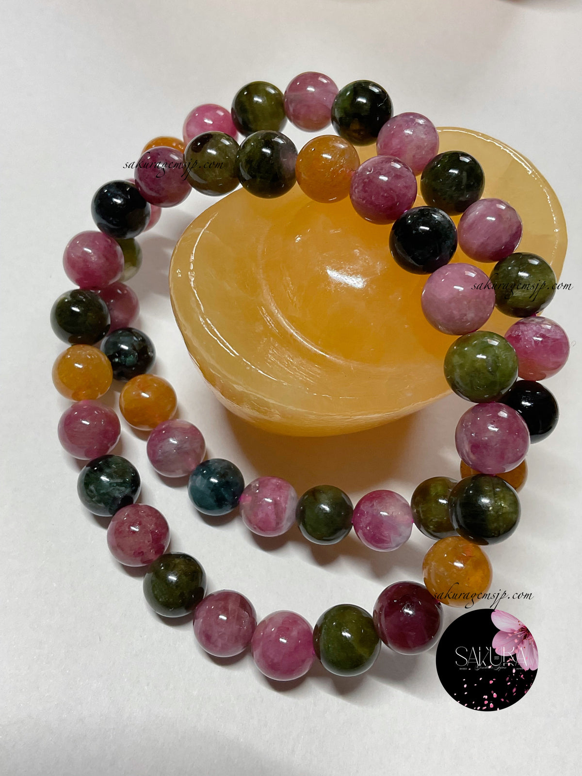 Watermelon Tourmaline Bead Bracelet