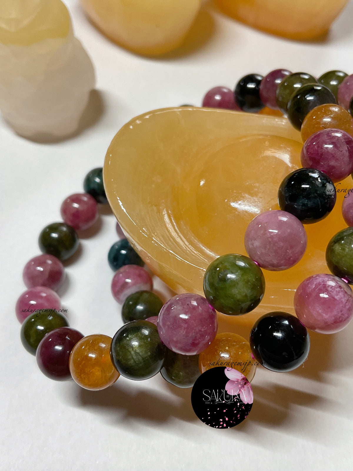 Watermelon Tourmaline Bead Bracelet