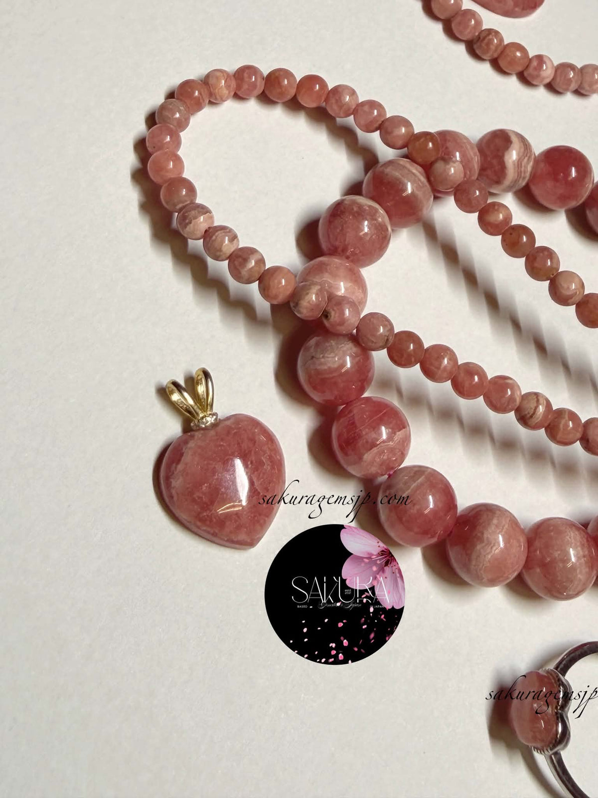 s925 Sterling Silver Rhodochrosite Heart Pendant