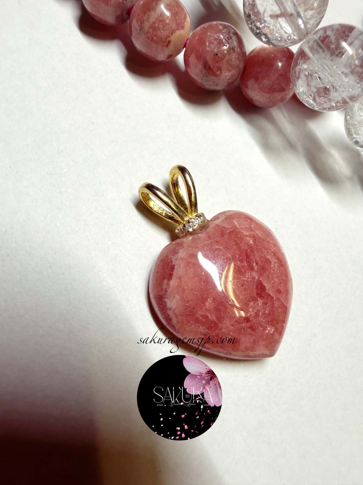 s925 Sterling Silver Rhodochrosite Heart Pendant