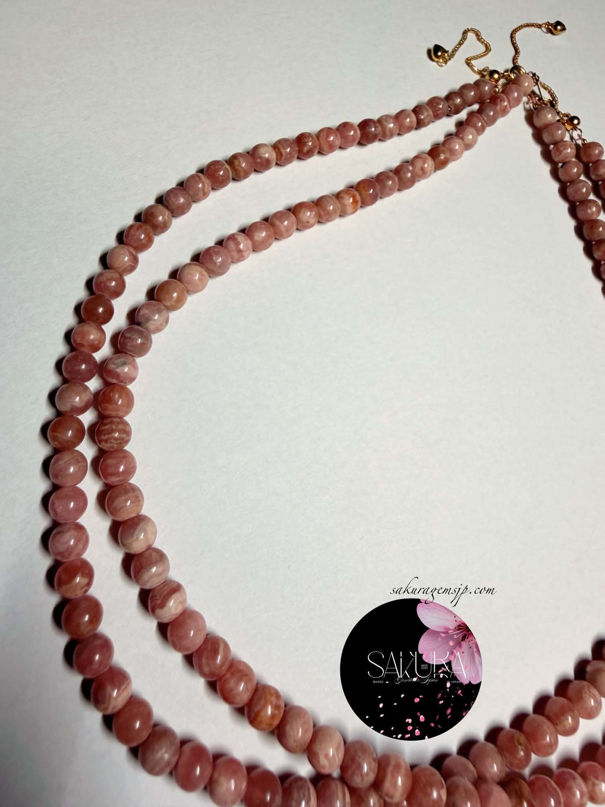s925 Sterling Silver Rhodochrosite Bead Necklace