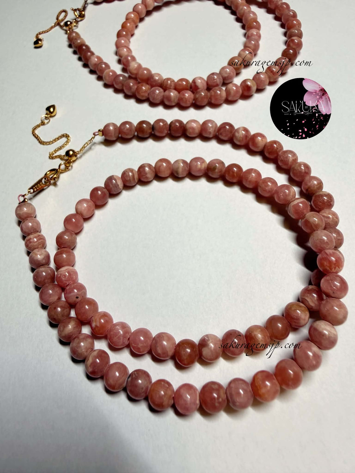s925 Sterling Silver Rhodochrosite Bead Necklace