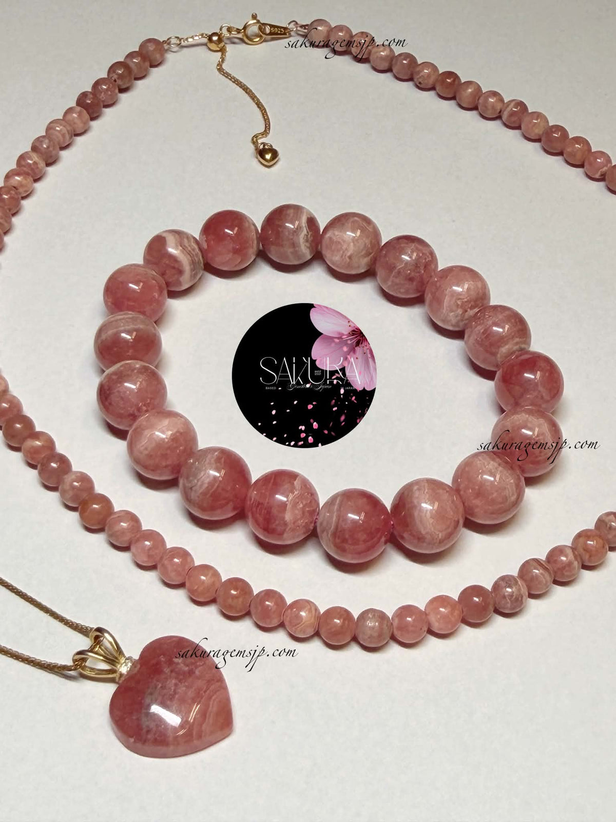 10mm. Rhodochrosite Bead Bracelet