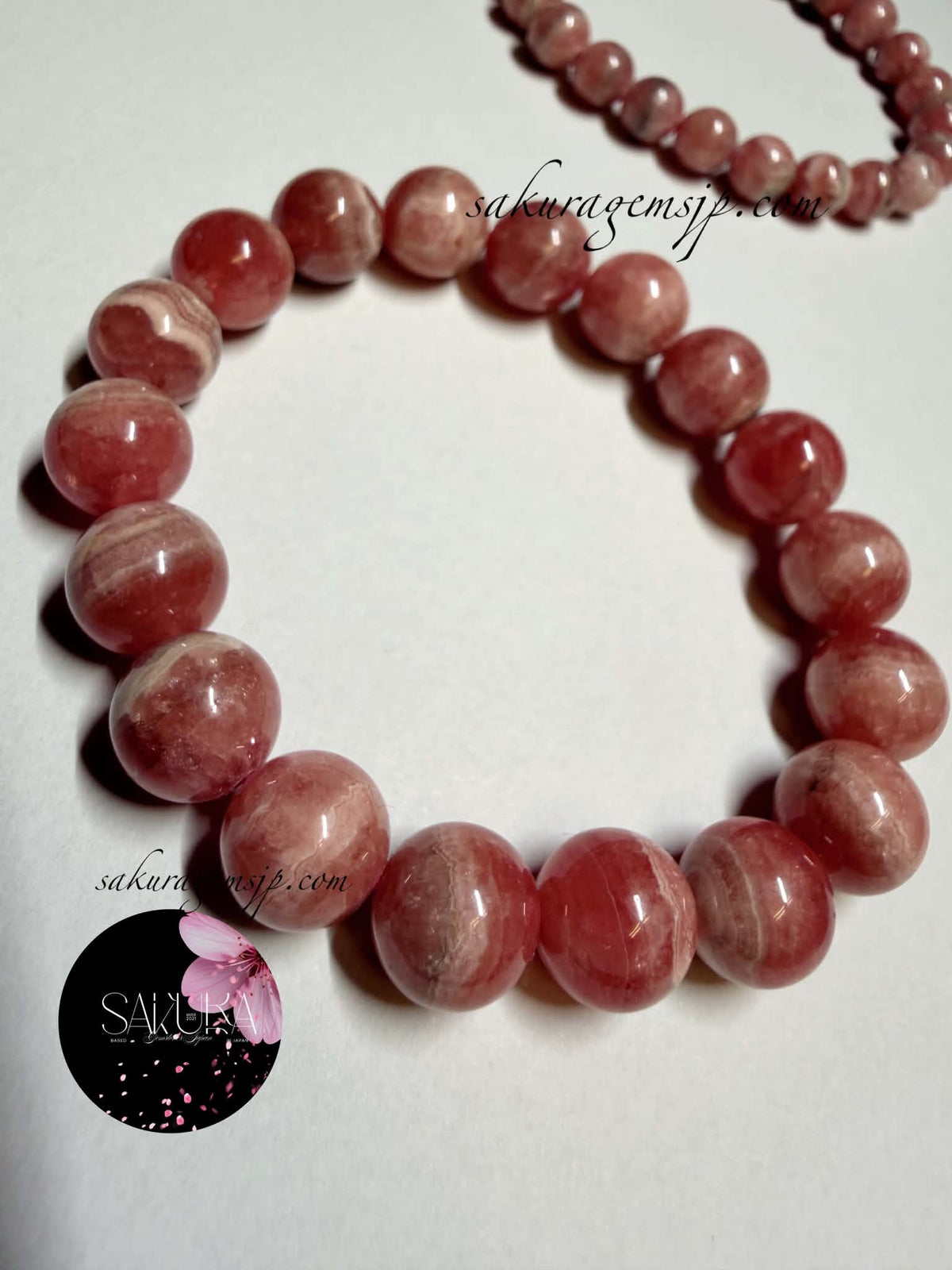 10mm. Rhodochrosite Bead Bracelet