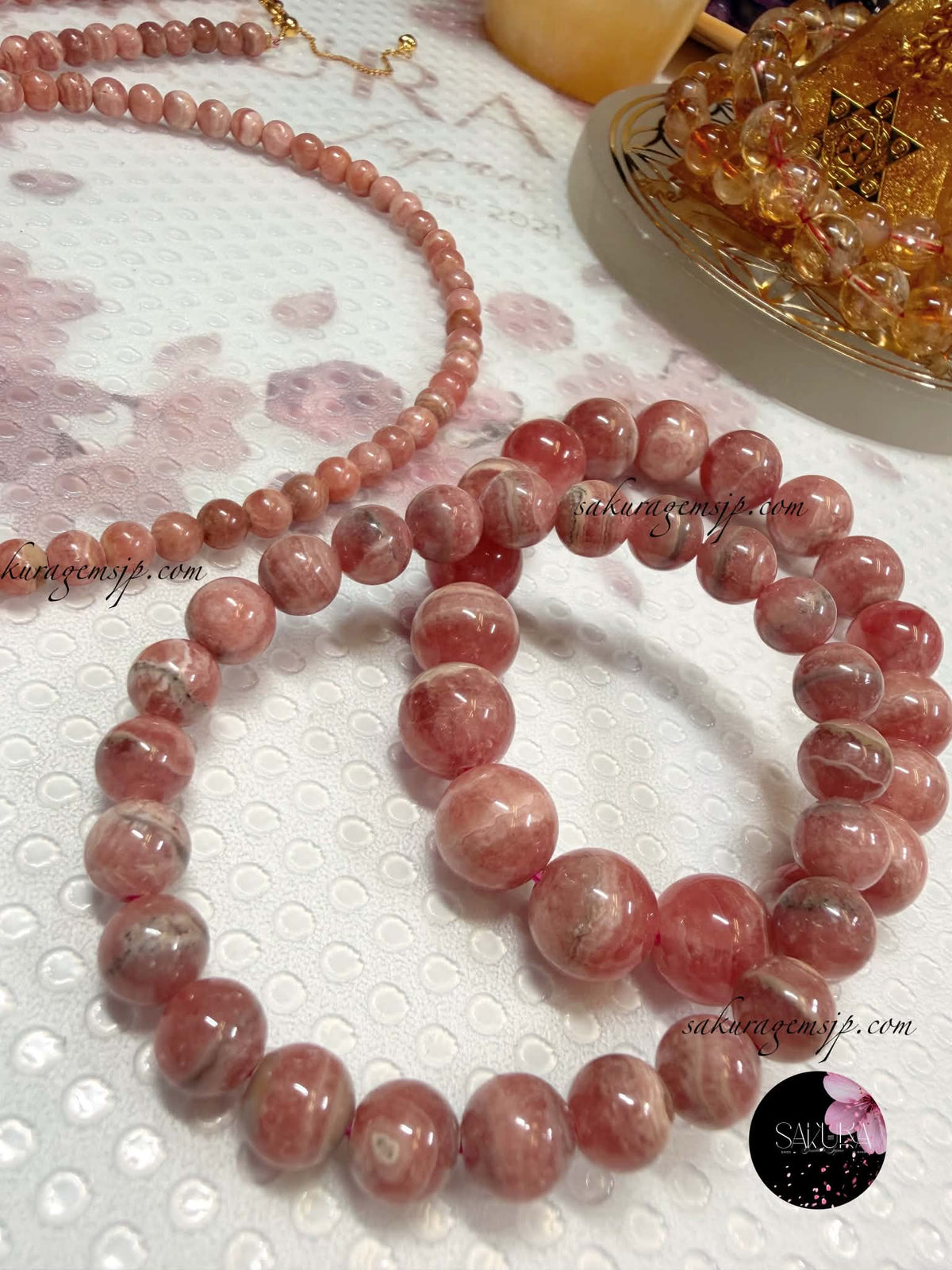 10mm. Rhodochrosite Bead Bracelet