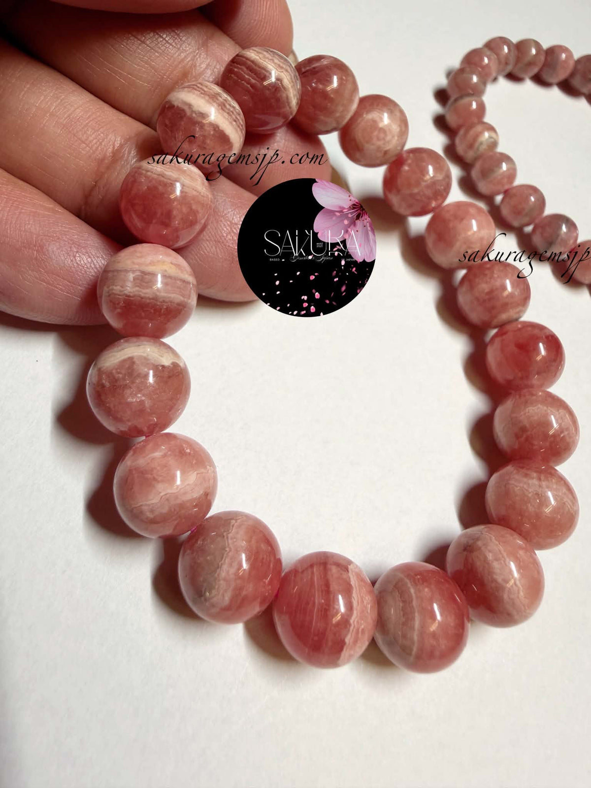 10mm. Rhodochrosite Bead Bracelet