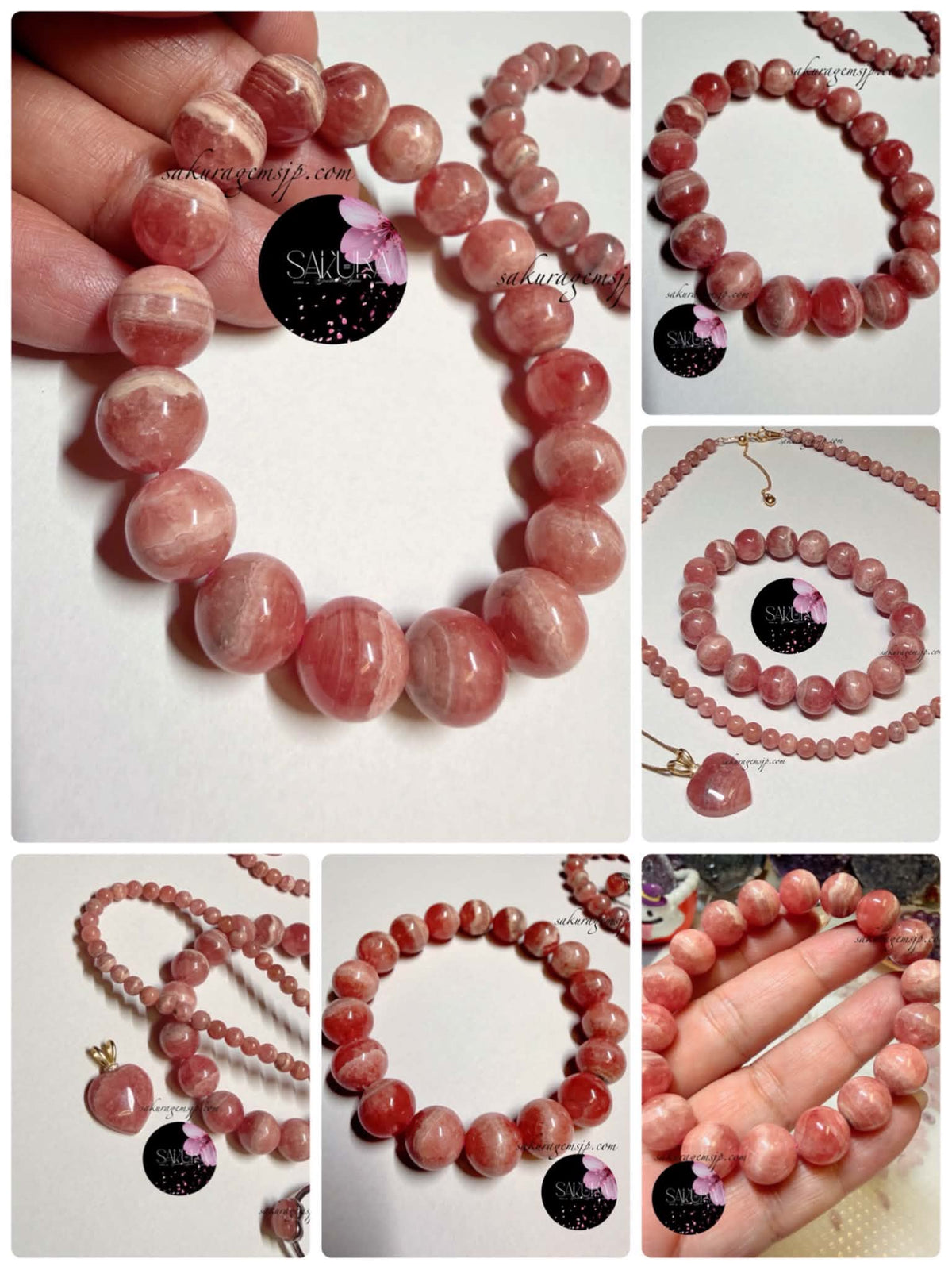 10mm. Rhodochrosite Bead Bracelet