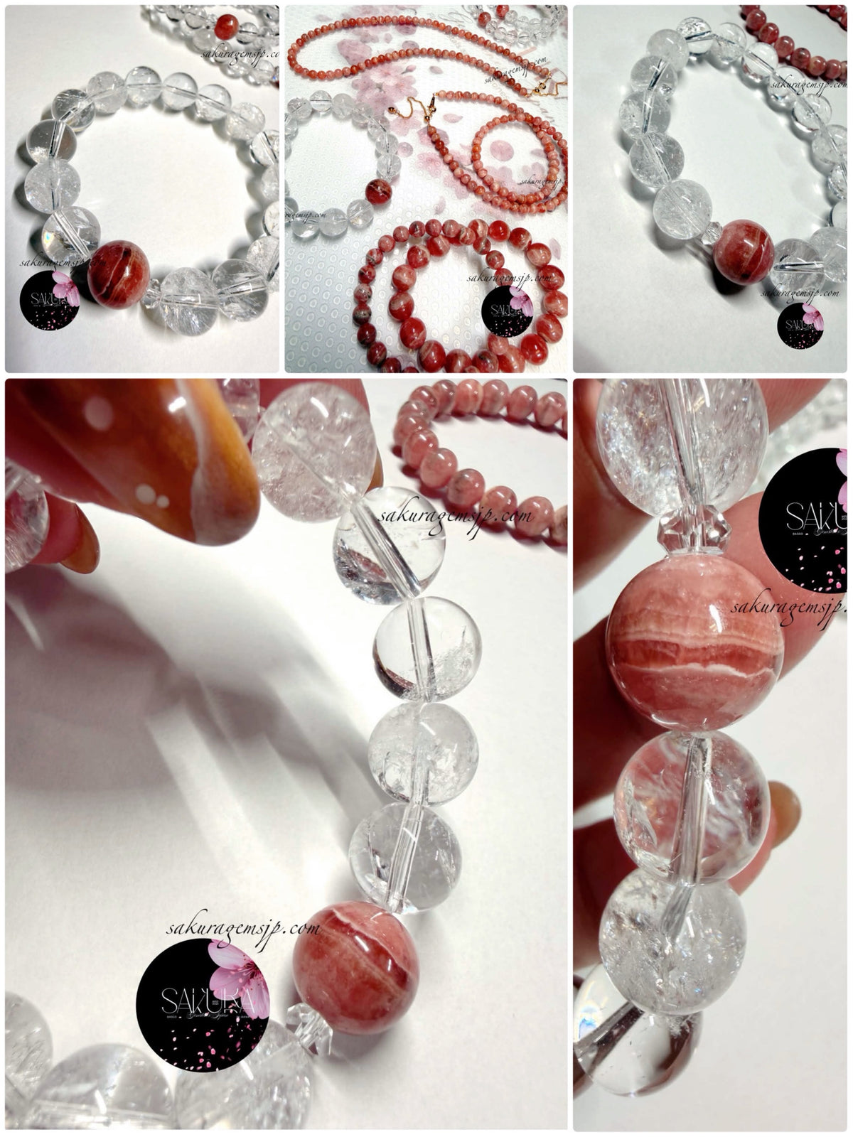 Rodhochrosite x Himalayan Quartz Bracelet