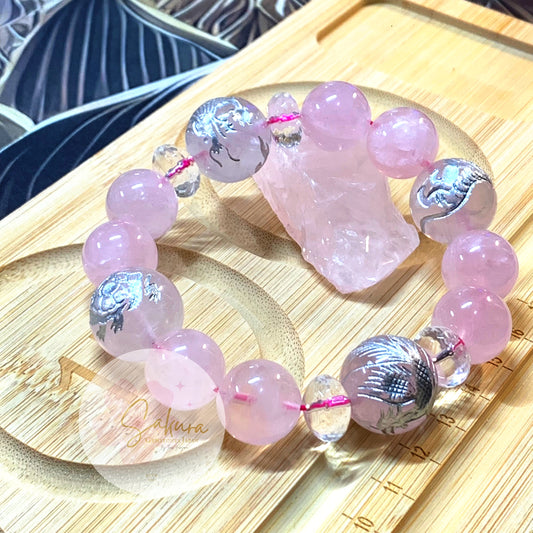 (Rare Piece) ROSE QUARTZ and CLEAR QUARTZ ( in fusion )