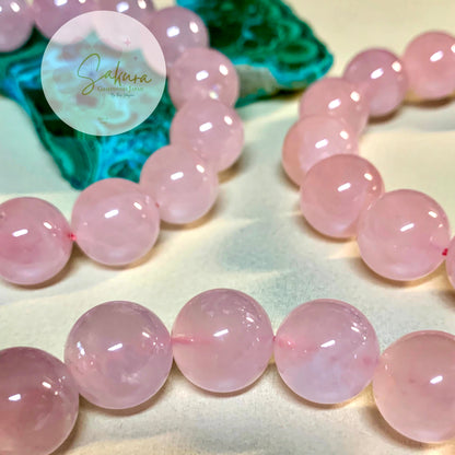 14mm. Round Beads Gentle Pink ROSE QUARTZ